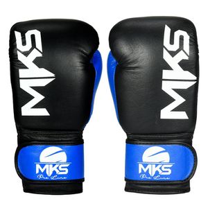 Luva De Boxe Mks Combat Rustic Blue Black Couro 14 Oz
