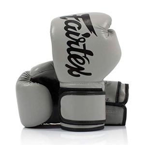 Luva Muay Thai Boxe Fairtex Com Punho Alongado Grey 10 Oz