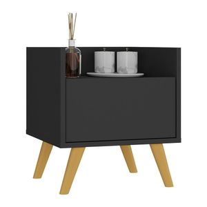 Gabinete Armário Banheiro 40Cm Retrô Multimóveis V5037 Preto/Natural Preto/Natural