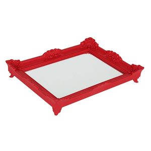 Bandeja Espelho Rococó Red M 6x39x28 cm Trevisan Concept