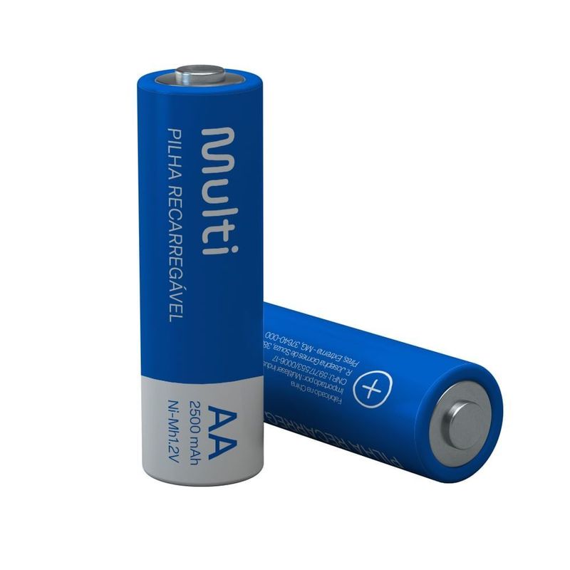 Pilhas Recarregáveis AA Multilaser 2500mah com 4 Unid CB052 - WebContinental