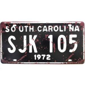 Placa Decorativa de Carro Antiga Metálica Vintage South Carolina Lorben GT414-16