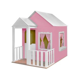 Casinha de Brinquedo com Cercado Rosa/branco Criança Feliz