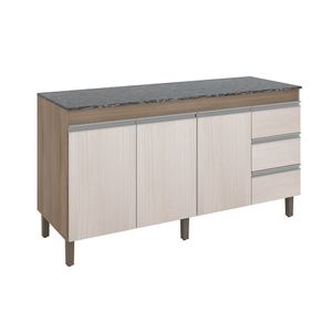 Balcão 159cm 3 Portas 3 Gaveta Karen Malbec Avelã Peternella