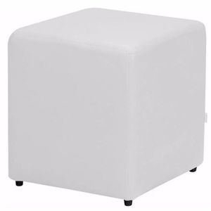 Puff Quadrado Corino Branco Nay Estofados