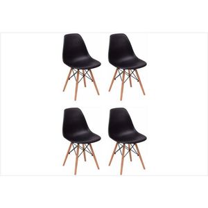 Kit 04 Cadeiras Eiffel Charles Eames Abs Base De Madeira Dsw