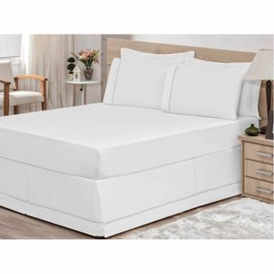 Saia para Cama Box Solteiro 01 Peça Branco Bordados Ricardo