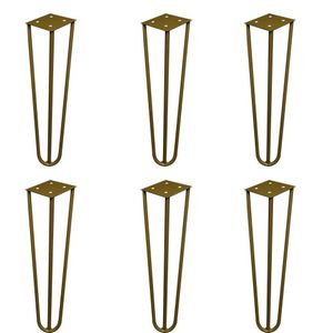 Kit 6 Pés De Metal 25 Cm Hairpin Legs Rack E Puffs Dourado