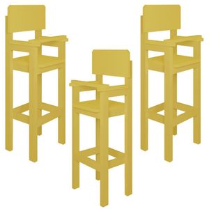 Kit 3 Cadeiras Alta Refeição Infantil Criança Restaurante Lanchonete Mdf Amarelo Mel L12