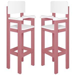 Kit 2 Cadeiras Alta Refeição Infantil Criança Restaurante Lanchonete Mdf Rosa/Branco L12