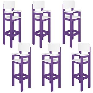 Kit 6 Cadeiras Alta Refeição Infantil Criança Restaurante Lanchonete Mdf Lilás/Branco L12