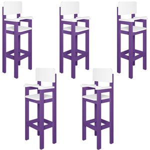 Kit 5 Cadeiras Alta Refeição Infantil Criança Restaurante Lanchonete Mdf Lilás/Branco L12