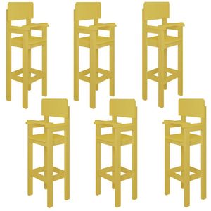 Kit 6 Cadeiras Alta Refeição Infantil Criança Restaurante Lanchonete Mdf Amarelo Mel L12