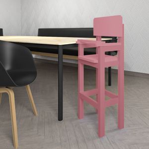 Cadeira Alta Refeição Infantil Criança Restaurante Lanchonete Mdf Rosa L12