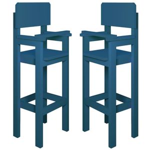 Kit 2 Cadeiras Alta Refeição Infantil Criança Restaurante Lanchonete Mdf Azul L12