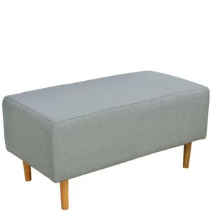 Puff Sala De Estar Cléo Pés Palito 90 Cm Linho Cinza Escuro