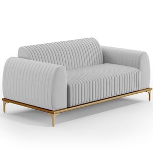 Sofá 3 Lugares Molino 210 Cm Pés D'ouro Cinza D-315