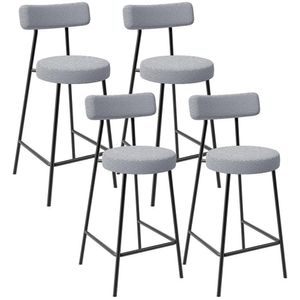 Kit 04 Banquetas Baixa Para Cozinha Sala De Jantar Bar Bancada Milão L02 Bouclê Cinza