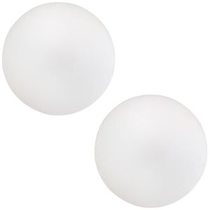Kit 02 Assentos Redondo Banqueta Cadeira Estofados Poltronas H02 Corino Branco 39 Cm - Lyam Decor