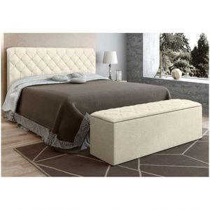 Cabeceira Baú Colchão Box De 140cm Paris Amassado Bege