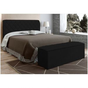 Cabeceira Baú Colchão Box De 160cm Paris Amassado Preto