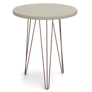 Mesa Lateral Redonda Base Aço Evolution Off White