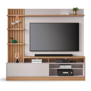 Estante Home Theater Para Tv Até 65" Maceió Freijó/Off White