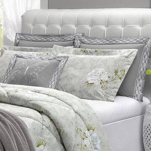 Jogo de Cama Queen 200 Fios Papillons Branco 4pçs