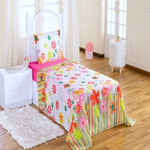Jogo De Cama Infantil Garden Pink Enxovais Aquarela 3 Peças