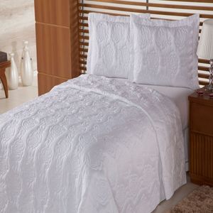 Cobre Leito Solteiro Pratic Rosas Branco 3pçs