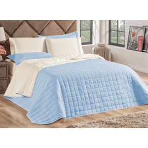 Cobre Leito Queen Sherpa Azul Valle Enxovais 3 Peças