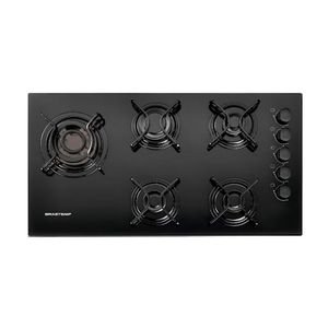 Cooktop 5 Bocas com Quadrichama e Acendimento Automático Preto Brastemp Bivolt