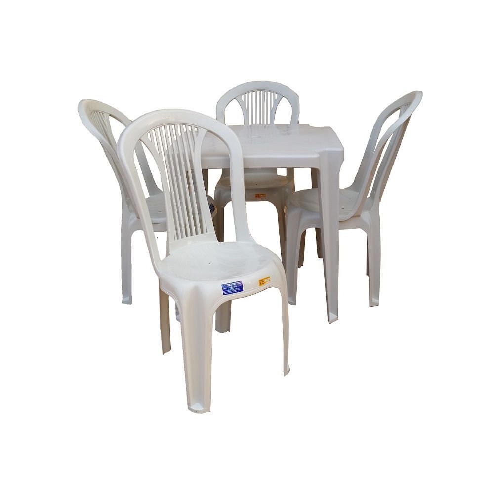 Conjunto Mesa 4 Cadeiras Bistro Branca Plástico Antares - WebContinental