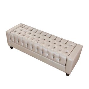 Puff com Pés de Madeira Paris 1,40 Tcs-355 Branco Perfan