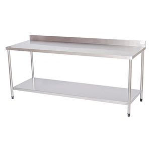 Mesa Lisa Com Prateleira Lisa Em Aço Inox 1 Metro Atual Inox 304 MLPL