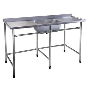 Mesa com Cuba Contraventada Atual Inox em Aço Inox 304 MC-C 2 Metro