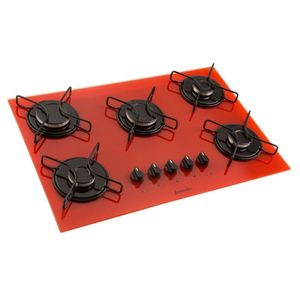 Fogão Cooktop a Gás 5 Bocas Vermelho Fornello Bivolt