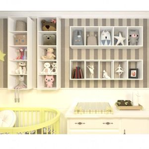 Kit Infantil 2 Nichos Cubo com 4 Prateleiras Alki Kit Cubos Baby Siena Móveis Branco