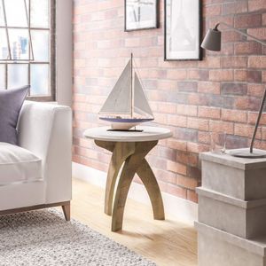 Mesa Lateral Redonda Jade Artely Off White/pinho
