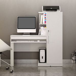 Mesa Para Computador 1 Armário E Prateleira Office Valdemóveis Branco Fosco