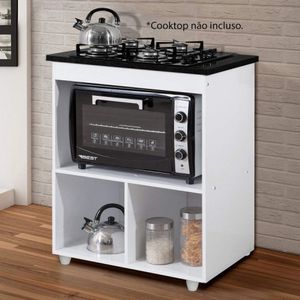 Balcão para Cooktop 1 Porta Basculante Salvia Kaiki Móveis Branco