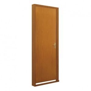 Kit Porta de Madeira Lisa Nevada Mgm 215cmx94cm Melamínico Mogno