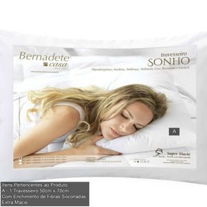 Travesseiro Microfibra Sonho 50cmx70cm Bernadete Casa Branco