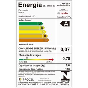 Tanquinho Supertank Com Aquatec 8kg Branco Mueller 127V