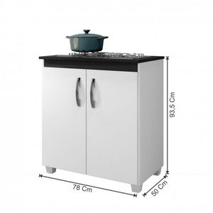 Balcão de Cozinha para Cooktop 5 Bocas 2 Portas Fox Arte Móveis Branco/preto