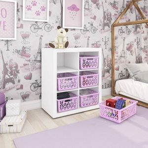 Estante Infantil com 6 Nichos Tecno Mobili Branco/rosa