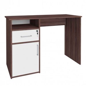 Mesa Para Escritório 1 Prateleira 1 Nicho Hall Artany Ipê/branco
