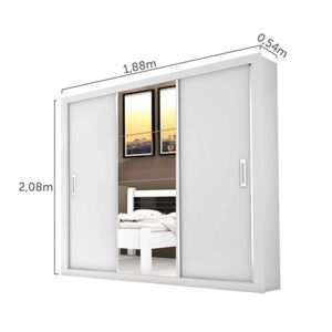 Guarda Roupa Casal com Espelho 3 Portas Fantástico Gold Siena Móveis