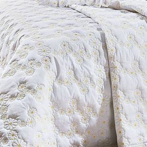 Kit Colcha Super King 200 Fios Algodão 3 Peças Nuance Bernadete Casa Branco/amarelo