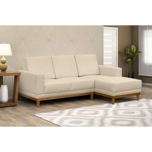 Sofá 3 Lugares Com Chaise Cronus D Monegatto Marfim